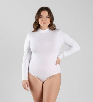 Макси бяло боди полуполо, размери 2XL - 3XL