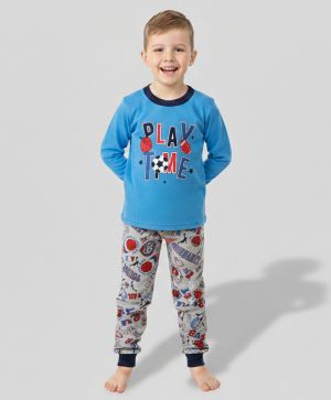 Ватирани пижами PLAY TIME сини, размери 98см - 104см