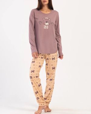 Дамска пижама с мечета, размери S - XL