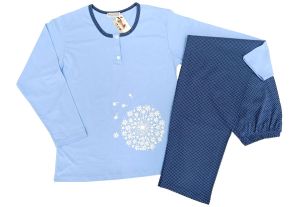 Дамска пижама с частично закопчаване, размери М - 4XL